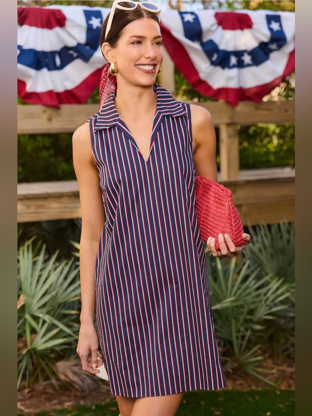 Avara Ellen Navy Striped short dress